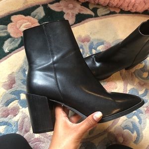 Leather black booties